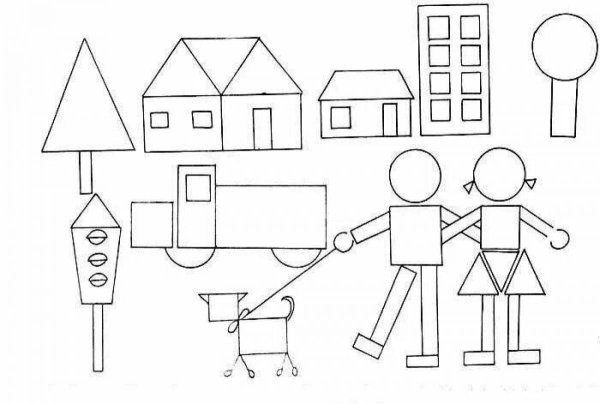 Рисование геометрическими фигурами для детей