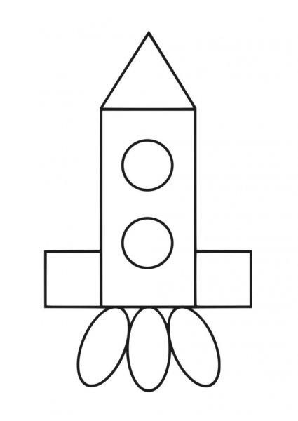 Ракета из геометрических фигур для детей