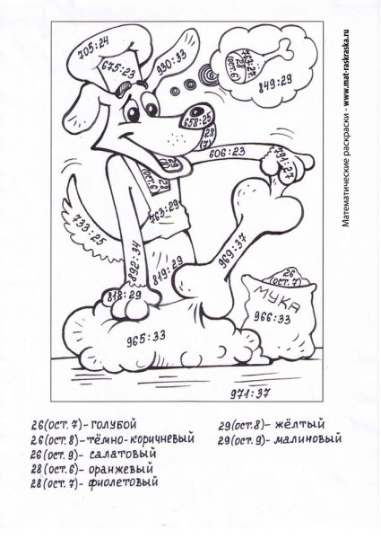 Раскраски таблица умножения и деления на 2.3.4.5