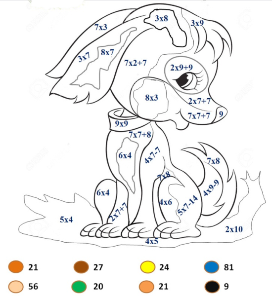Раскраска таблица умножения