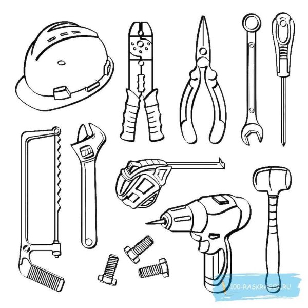 Раскраски инструменты строительные