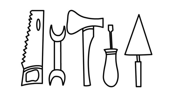 Предметы быта инструменты раскраска