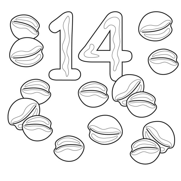 Цифра 14 раскраска