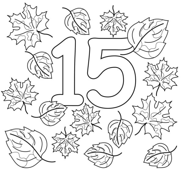 Цифра 15 раскраска