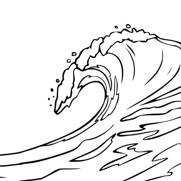 Волны контурный рисунок