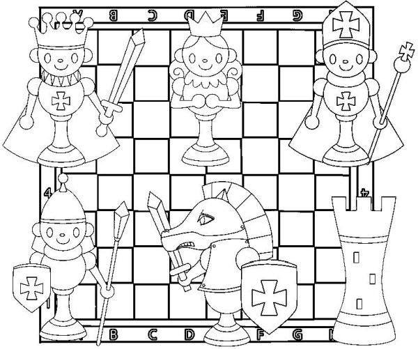 Шахматы раскраска для детей