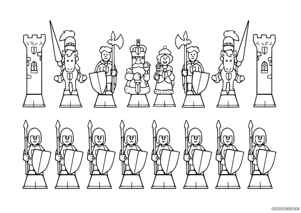 Шахматные фигуры раскраска для детей