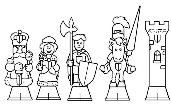 Шахматные фигуры раскраска