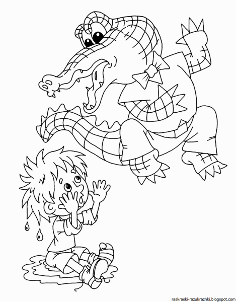 Крокодил корней Чуковский раскрашивания