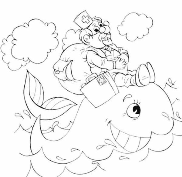 Айболит раскраска для детей по сказкам Корнея Чуковского