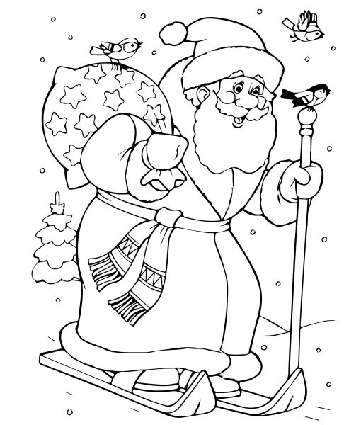 Дед Мороз и Снегурочка раскраска для детей