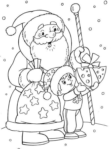 Дед Мороз и Снегурочка раскраска